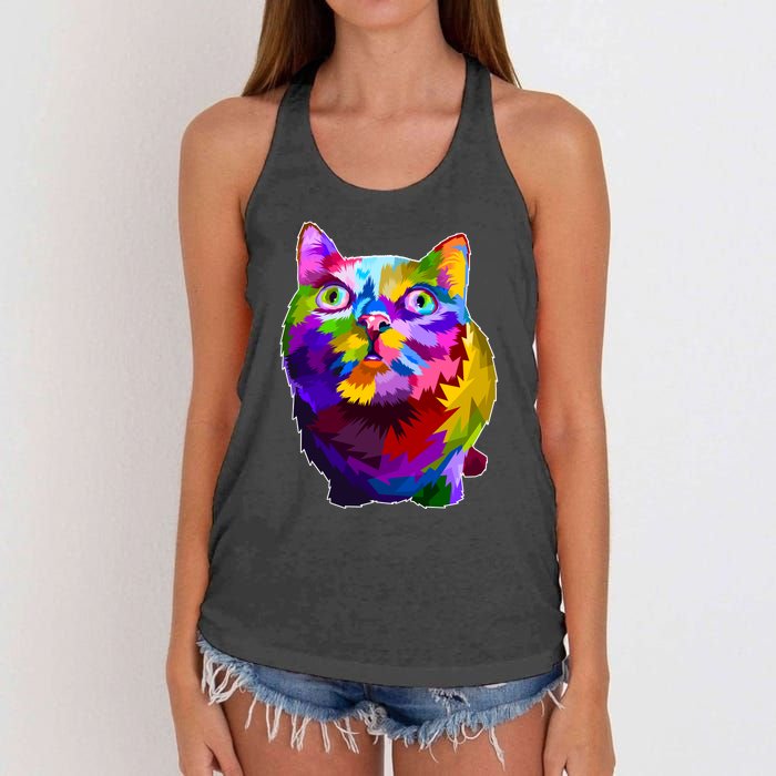 Colorful Kitten Nose Boop Women's Knotted Racerback Tank