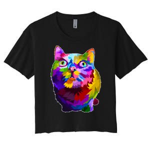 Colorful Kitten Nose Boop Women's Crop Top Tee