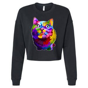 Colorful Kitten Nose Boop Cropped Pullover Crew