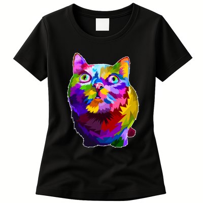 Colorful Kitten Nose Boop Womens T-Shirt