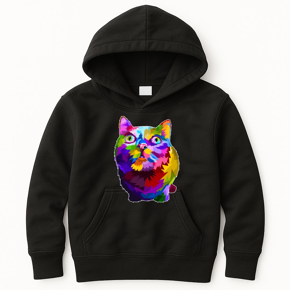 Colorful Kitten Nose Boop Kids Hoodie
