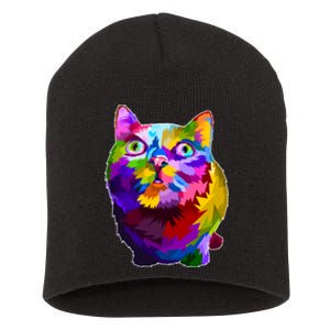 Colorful Kitten Nose Boop Short Acrylic Beanie