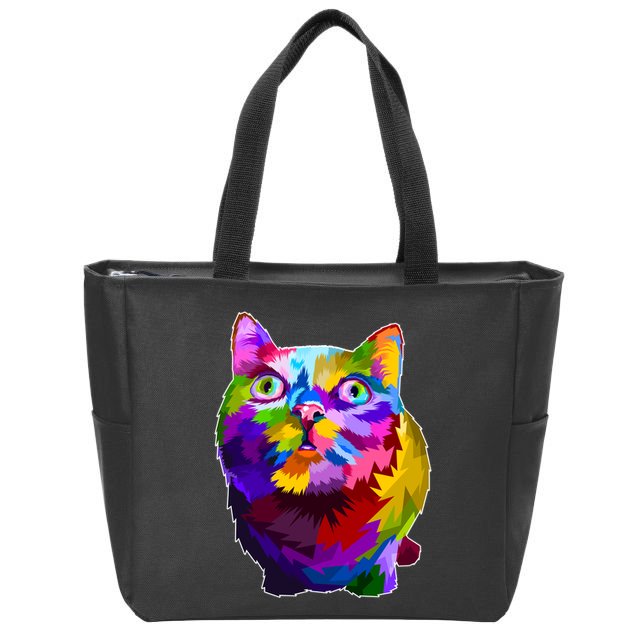 Colorful Kitten Nose Boop Zip Tote Bag