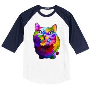 Colorful Kitten Nose Boop Baseball Sleeve Shirt