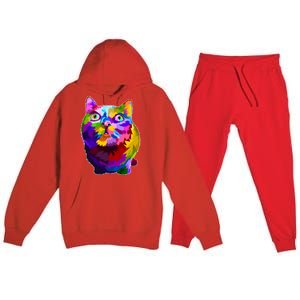 Colorful Kitten Nose Boop Premium Hooded Sweatsuit Set