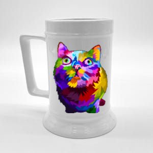 Colorful Kitten Nose Boop Beer Stein