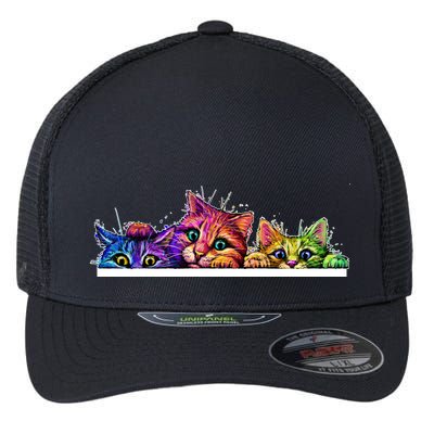 Colorful Kittens Trio Peaking Flexfit Unipanel Trucker Cap