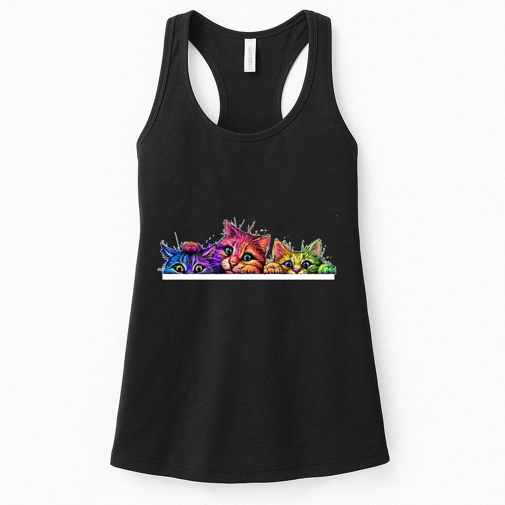Colorful Kittens Trio Peaking Womens Tank Top