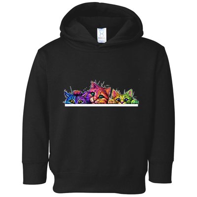 Colorful Kittens Trio Peaking Toddler Hoodie