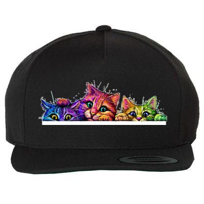 Colorful Kittens Trio Peaking Wool Snapback Cap