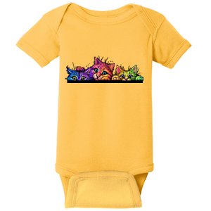 Colorful Kittens Trio Peaking Baby Bodysuit