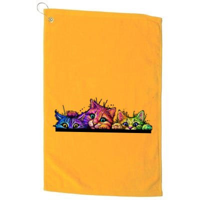 Colorful Kittens Trio Peaking Golf Towel