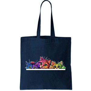 Colorful Kittens Trio Peaking Tote Bag