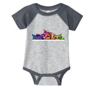 Colorful Kittens Trio Peaking Infant Baby Jersey Bodysuit