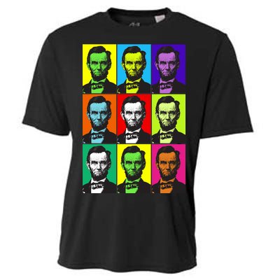 Colorful Lincoln Retro Portraits Cooling Performance Crew T-Shirt