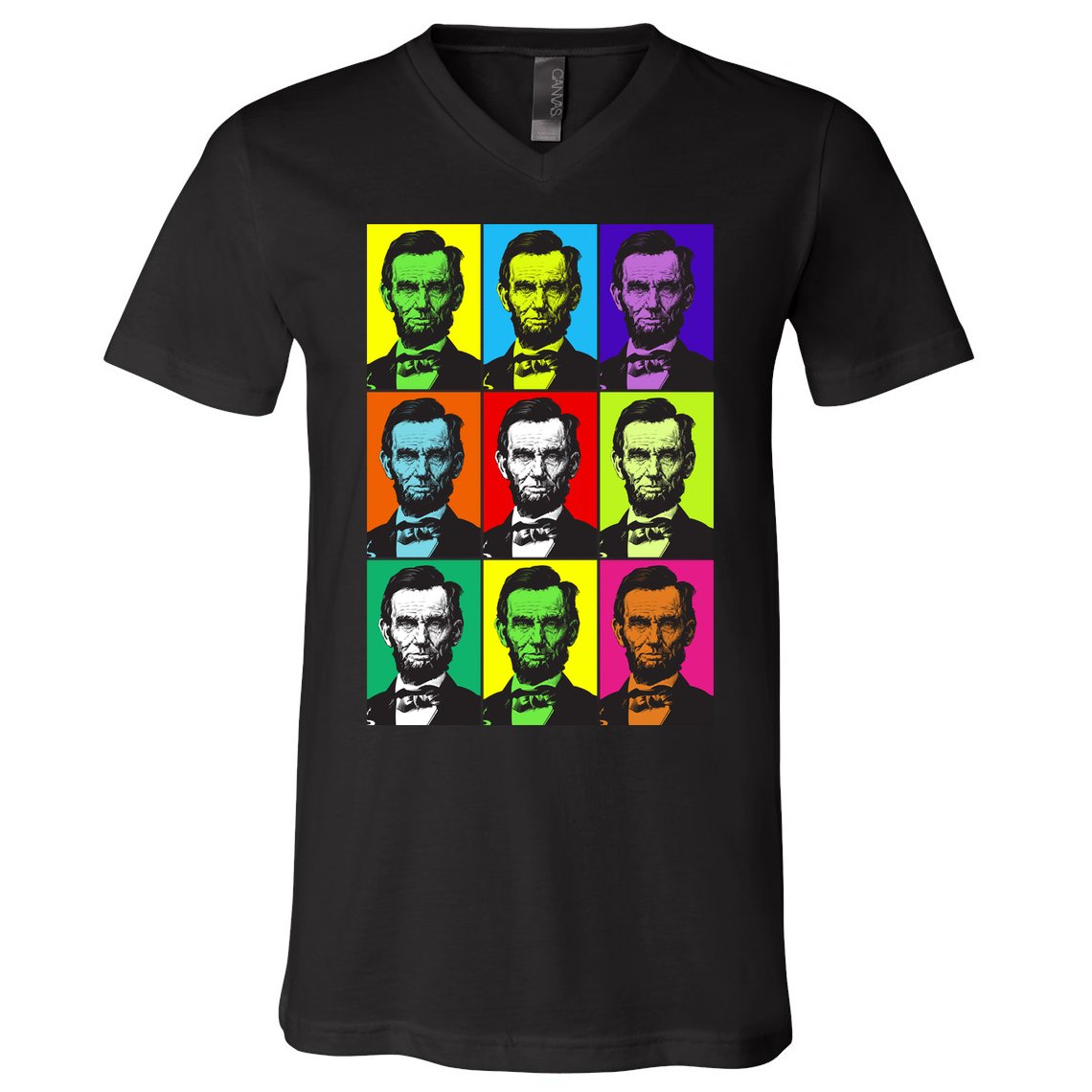 Colorful Lincoln Retro Portraits V-Neck T-Shirt