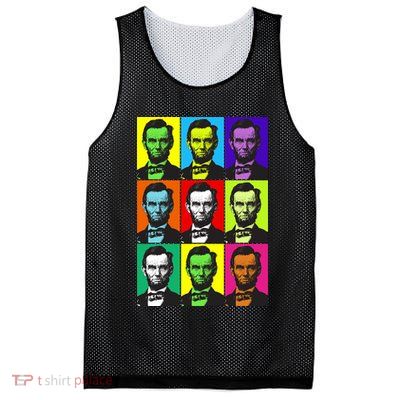 Colorful Lincoln Retro Portraits Mesh Reversible Basketball Jersey Tank