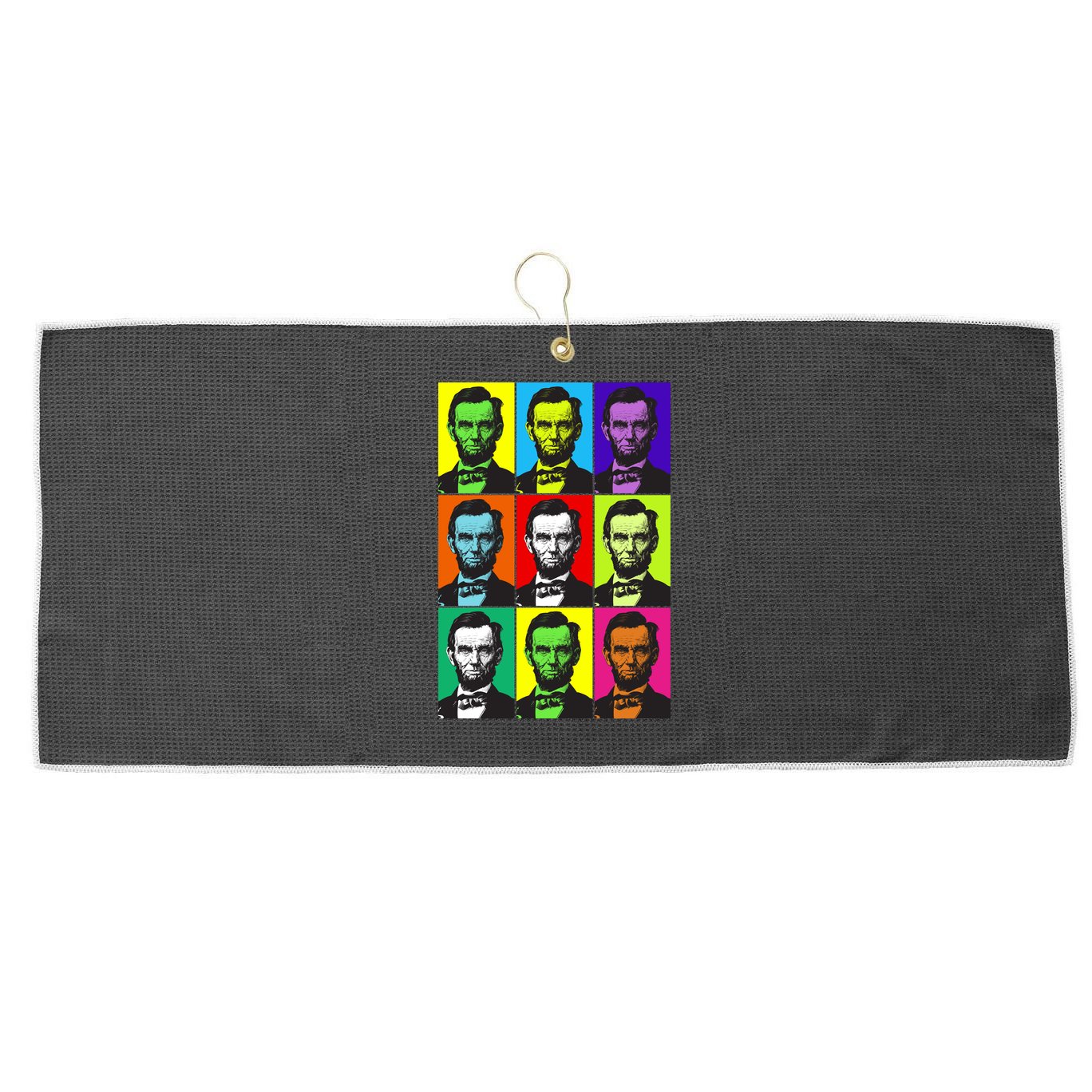 Colorful Lincoln Retro Portraits Large Microfiber Waffle Golf Towel