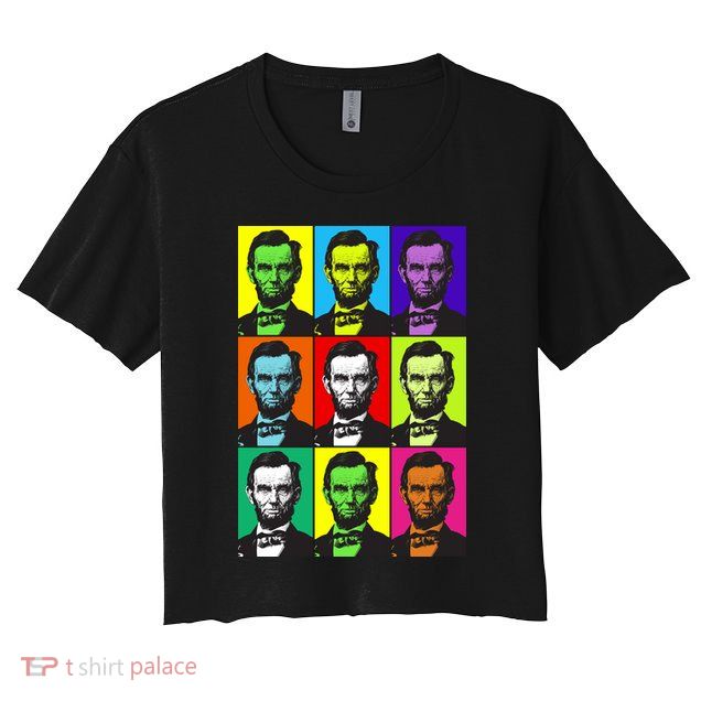 Colorful Lincoln Retro Portraits Crop Top