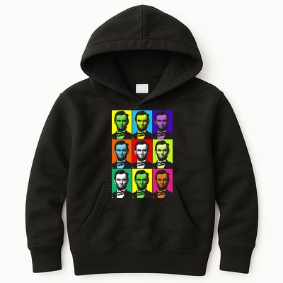 Colorful Lincoln Retro Portraits Kids Hoodie