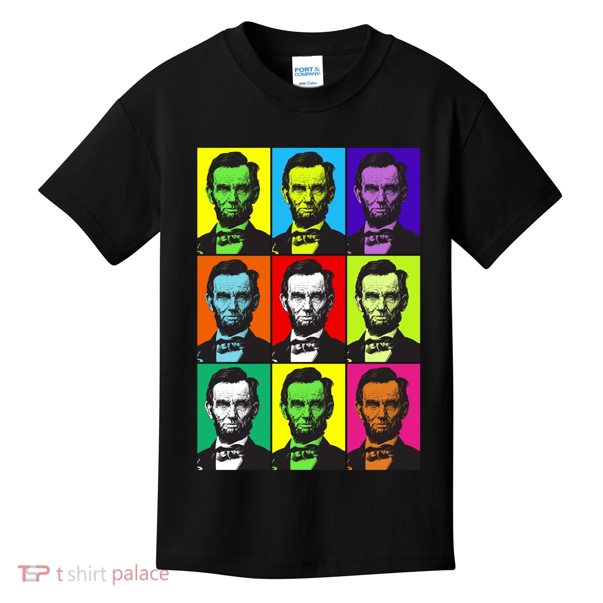 Colorful Lincoln Retro Portraits Kids T-Shirt
