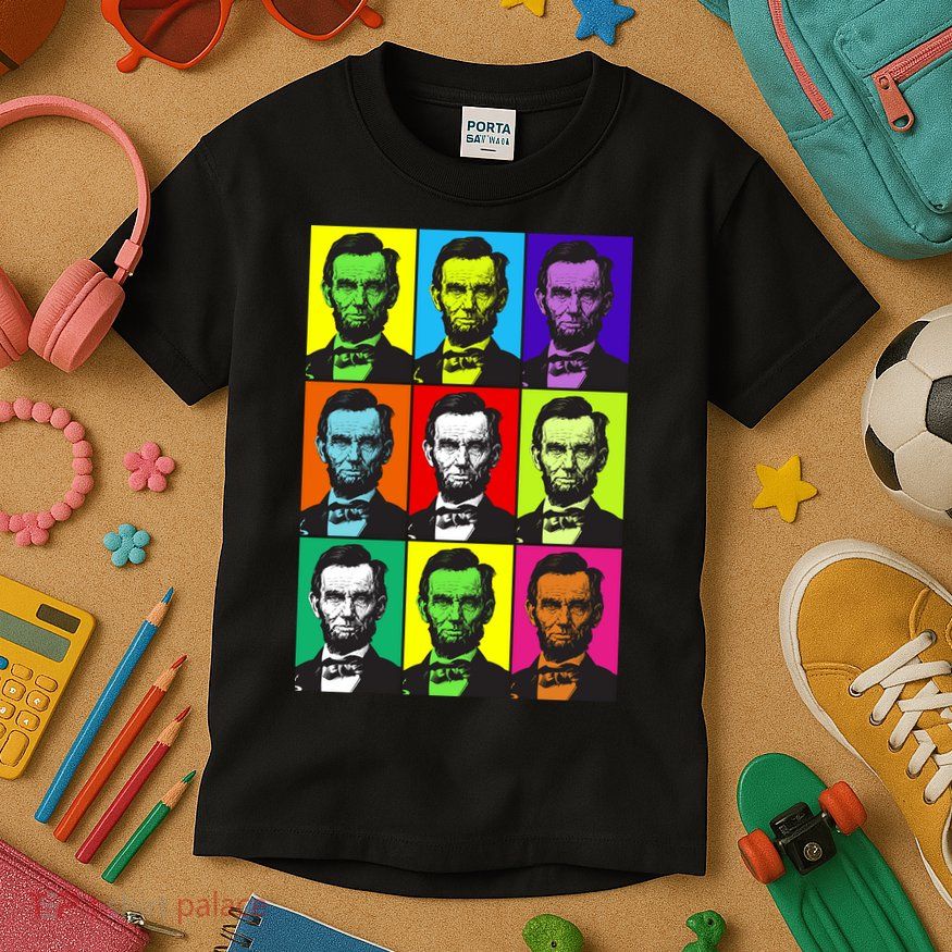 Colorful Lincoln Retro Portraits Kids T-Shirt