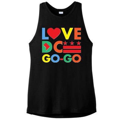 Colorful Love Heart DC Go-Go Washington D.C. Ladies PosiCharge Tri-Blend Wicking Tank