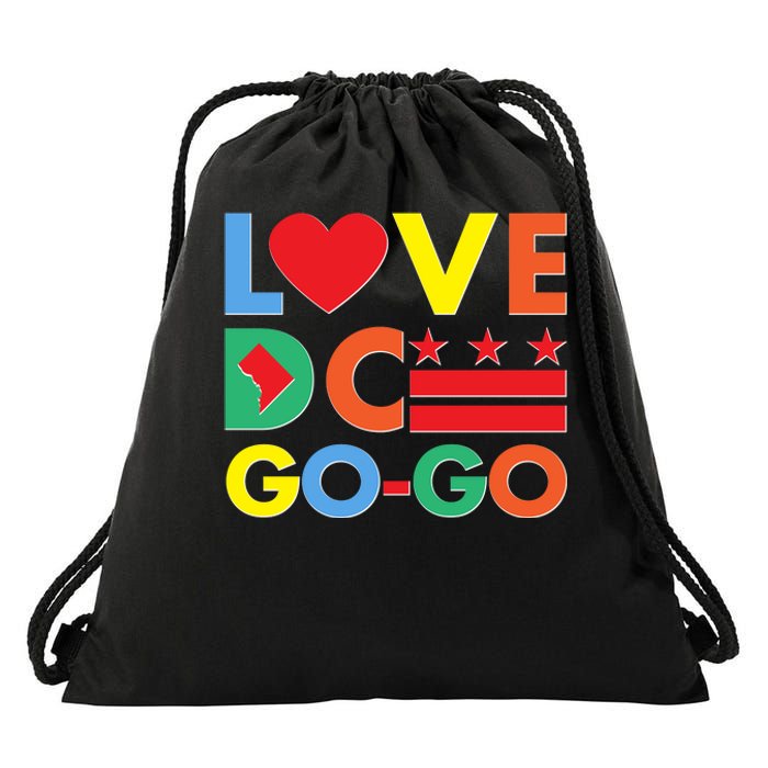 Colorful Love Heart DC Go-Go Washington D.C. Drawstring Bag