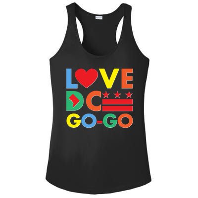 Colorful Love Heart DC Go-Go Washington D.C. Ladies PosiCharge Competitor Racerback Tank