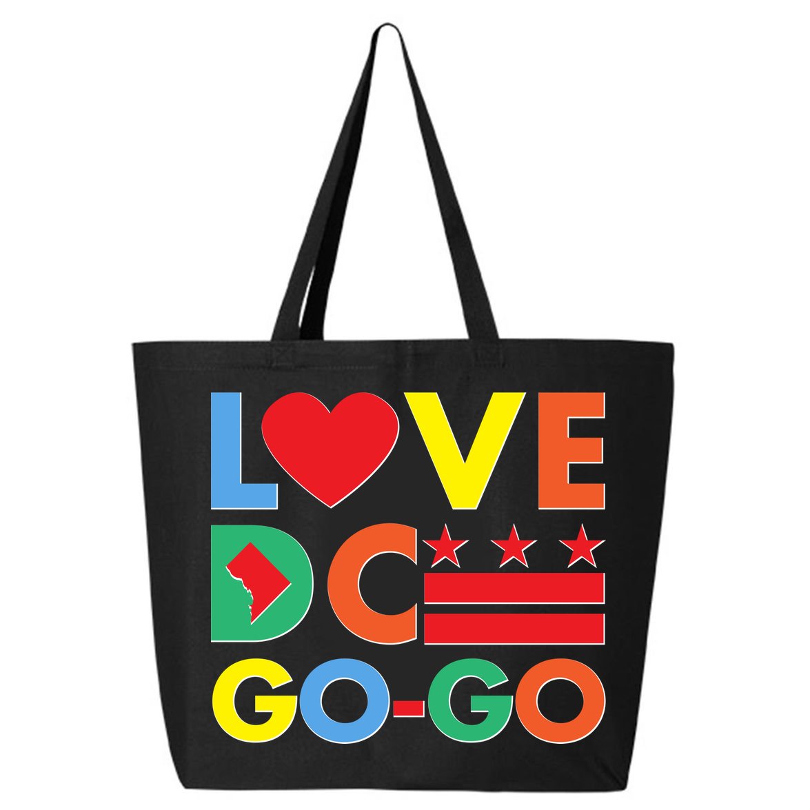Colorful Love Heart DC Go-Go Washington D.C. 25L Jumbo Tote