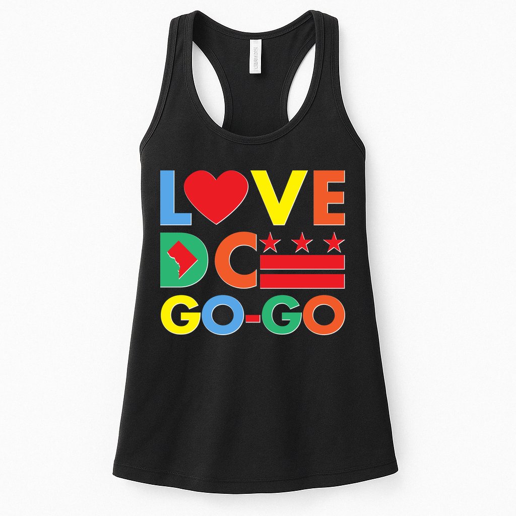Colorful Love Heart DC Go-Go Washington D.C. Womens Tank Top