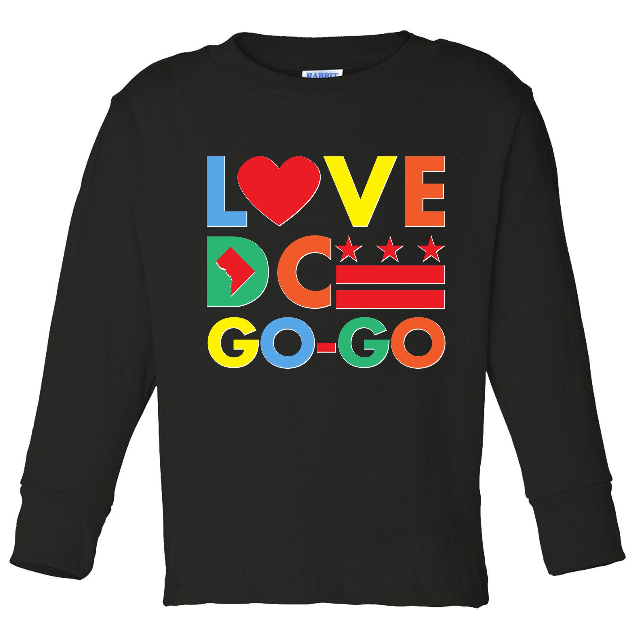 Colorful Love Heart DC Go-Go Washington D.C. Toddler Long Sleeve Shirt