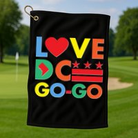 Colorful Love Heart DC Go-Go Washington D.C. Golf Towel