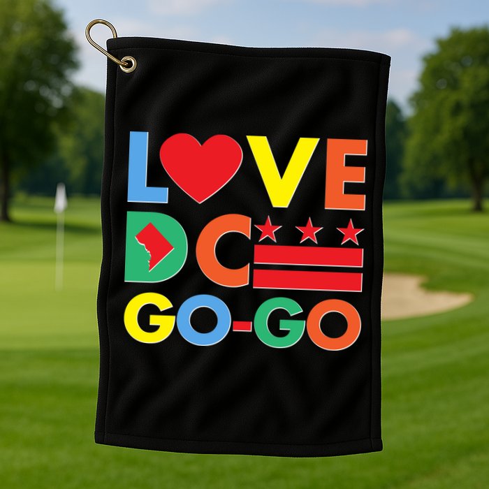 Colorful Love Heart DC Go-Go Washington D.C. Golf Towel