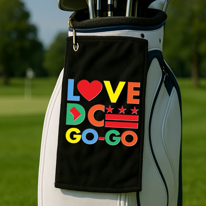 Colorful Love Heart DC Go-Go Washington D.C. Golf Towel