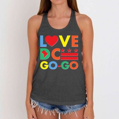 Colorful Love Heart DC Go-Go Washington D.C. Women's Knotted Racerback Tank