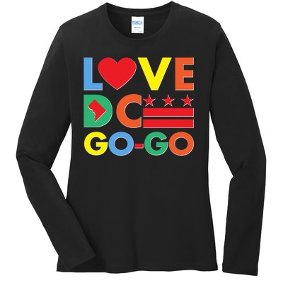 Colorful Love Heart DC Go-Go Washington D.C. Ladies Long Sleeve Shirt