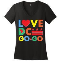 Colorful Love Heart DC Go-Go Washington D.C. Women's V-Neck T-Shirt