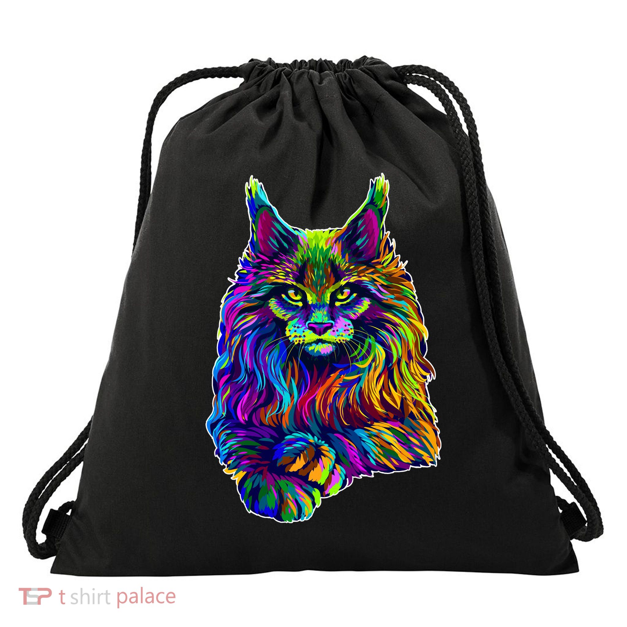 Colorful Lynx Drawstring Bag