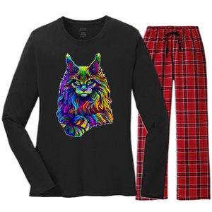 Colorful Lynx Women's Long Sleeve Flannel Pajama Set 