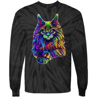 Colorful Lynx Tie-Dye Long Sleeve Shirt