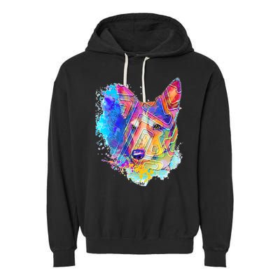 Colorful Mirror Pattern Corgi Dog Garment-Dyed Fleece Hoodie