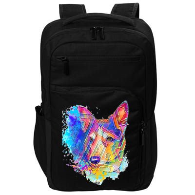 Colorful Mirror Pattern Corgi Dog Impact Tech Backpack