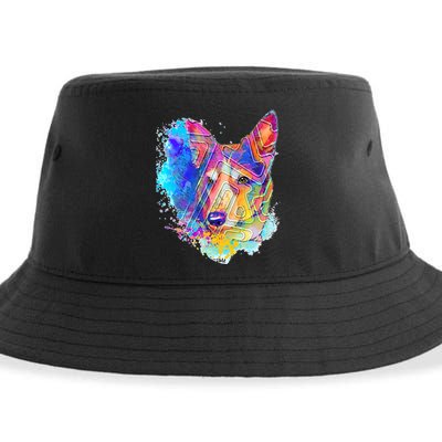 Colorful Mirror Pattern Corgi Dog Sustainable Bucket Hat