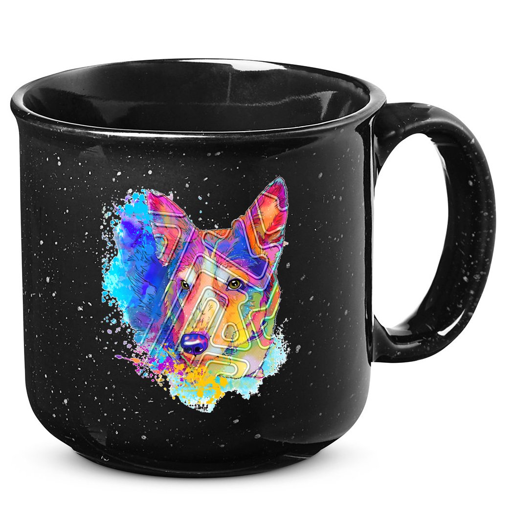 Colorful Mirror Pattern Corgi Dog 15oz Campfire Ceramic Mug