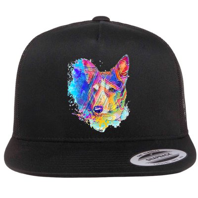 Colorful Mirror Pattern Corgi Dog Flatbill Hat