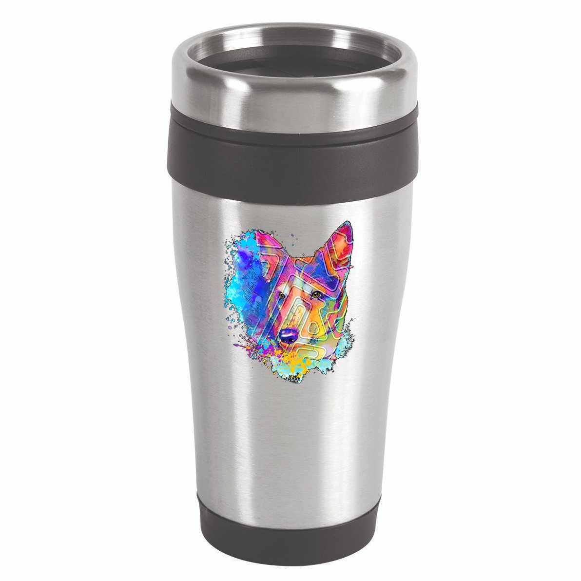 Colorful Mirror Pattern Corgi Dog 16oz Travel Tumbler
