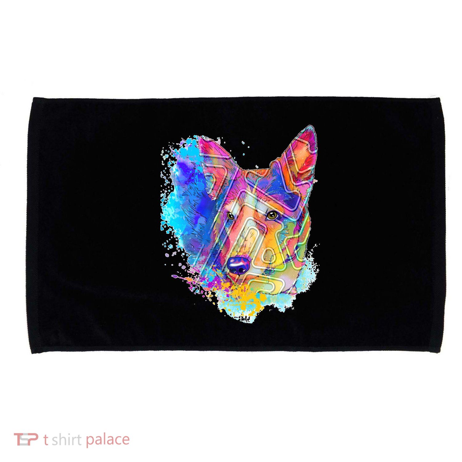 Colorful Mirror Pattern Corgi Dog Microfiber Hand Towel