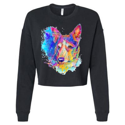 Colorful Mirror Pattern Corgi Dog Cropped Pullover Crew