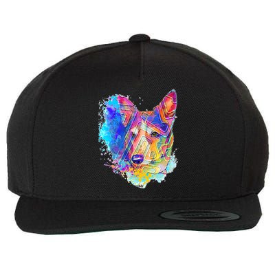 Colorful Mirror Pattern Corgi Dog Wool Snapback Cap